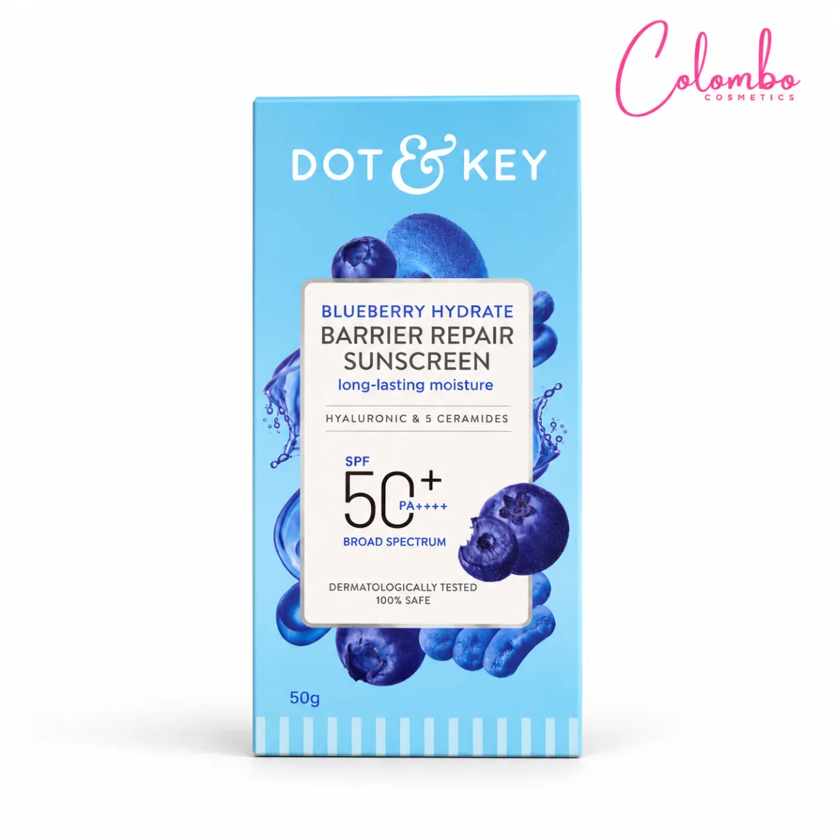 Buy Dot & Key Blueberry Hydrate Barrier Repair Sunscreen SPF 50+ PA++++ – 50g online in Sri Lanka — Colombo Cosmetics